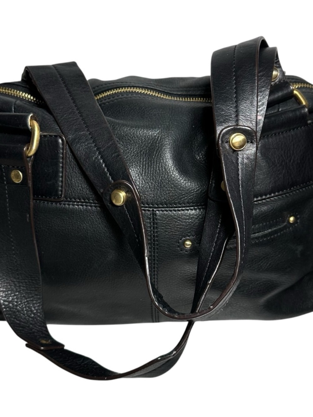 b. makowsky Black Leather Gold Logo Hardware Montgomery Shoulder Satchel Bag - Picture 5 of 14